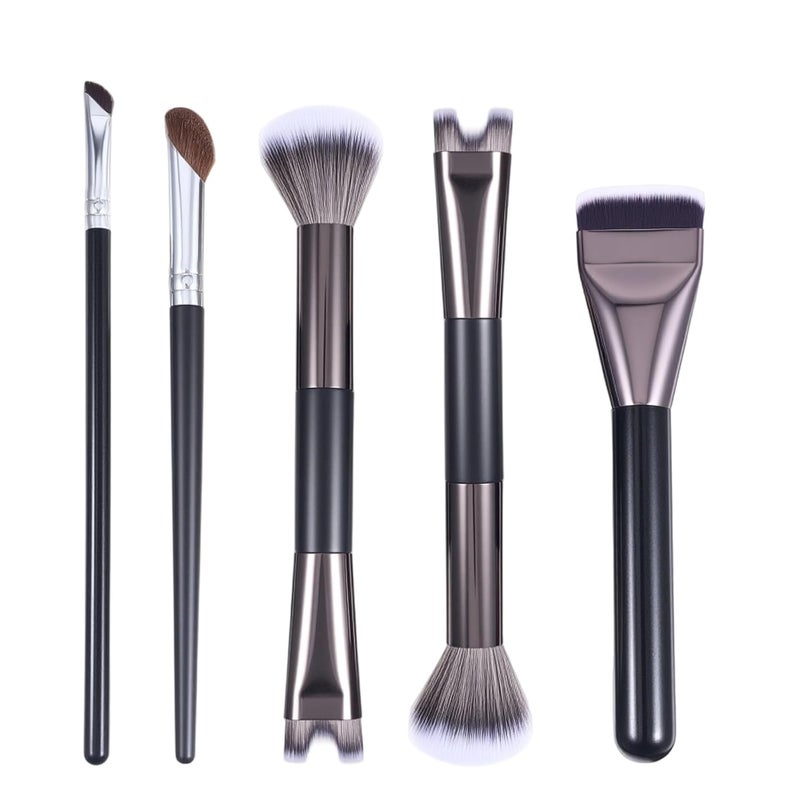 Jeffdad 5Pcs Nose Contour Brushes, 2-In-1 U-Shaped Brush and Fluffy Brush, Nose Brushes Set for Nose Sculpting and Defining,Highlight Blush Contouring - Image 1